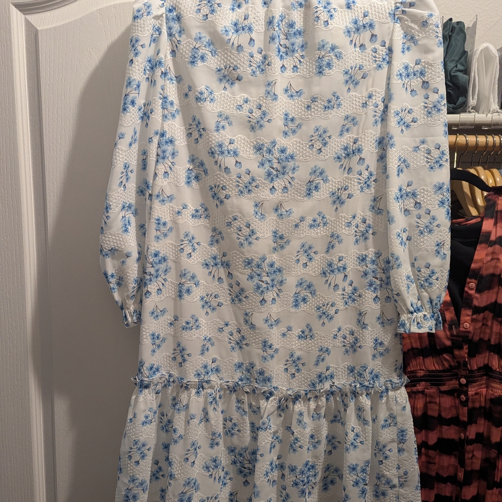 Aleeza Paris Blue Floral Women's Midi Dress